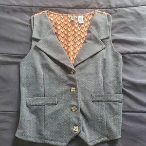 Gray Women's Vest with Patterned Lining